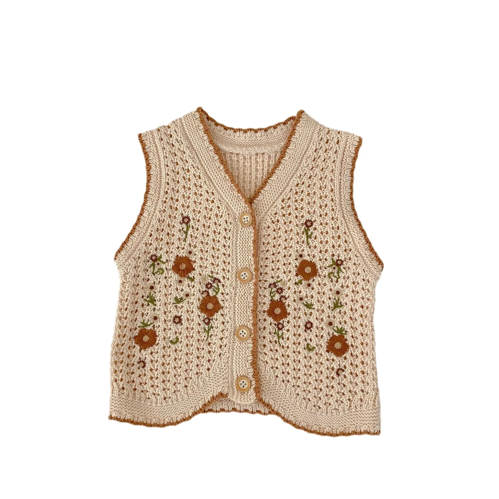 Embroidery Knit Floral Vest