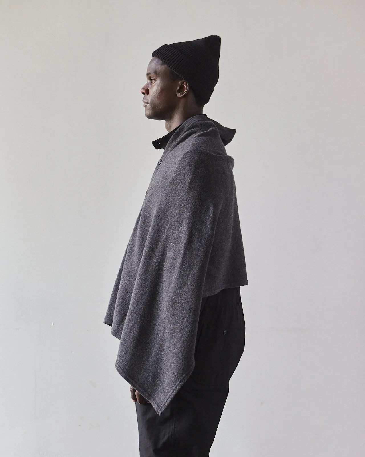 Engineered Garments Button Shawl, Heavy Charcoal Wool