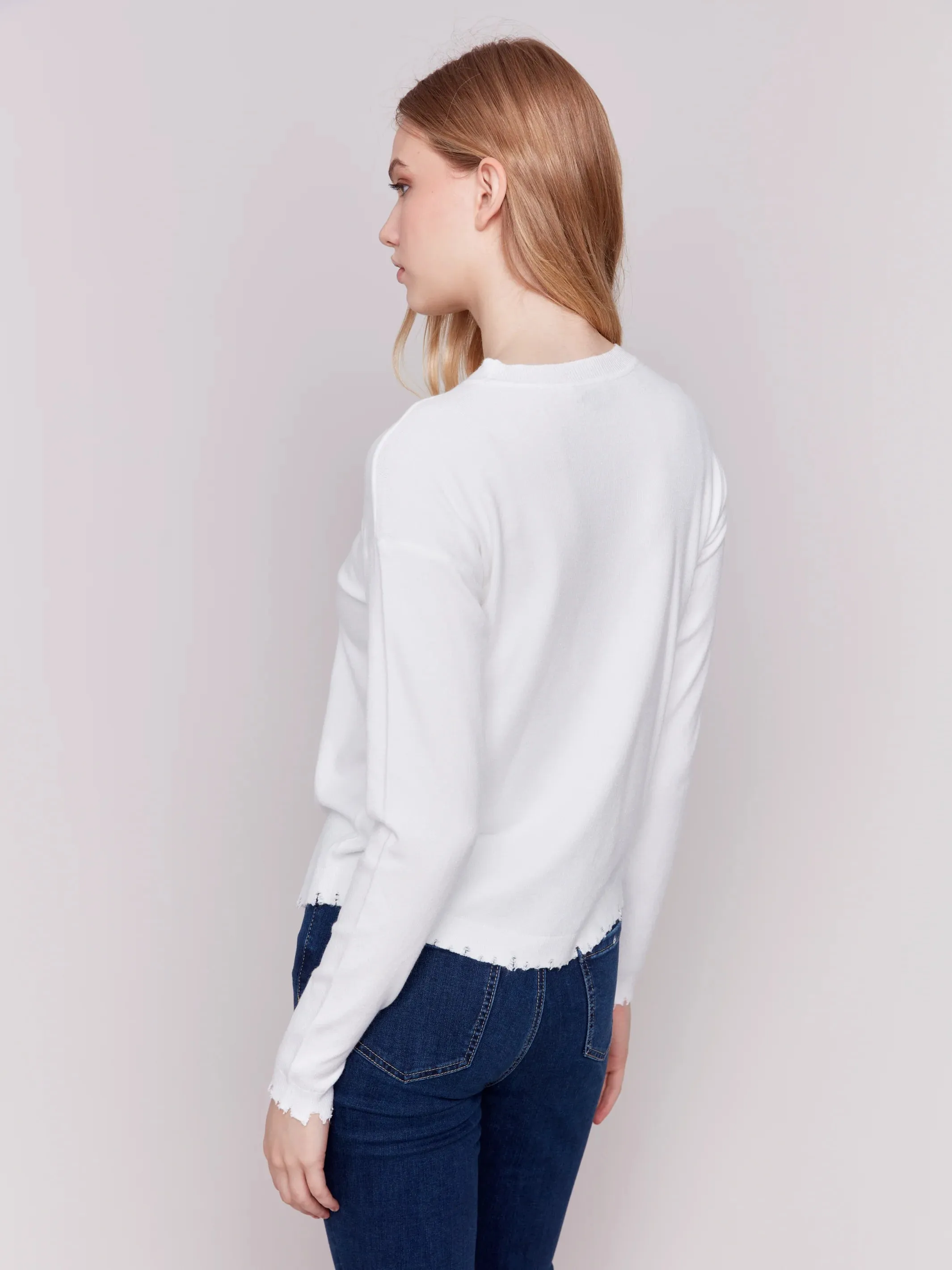 FRAYED EDGE HEM SWEATER