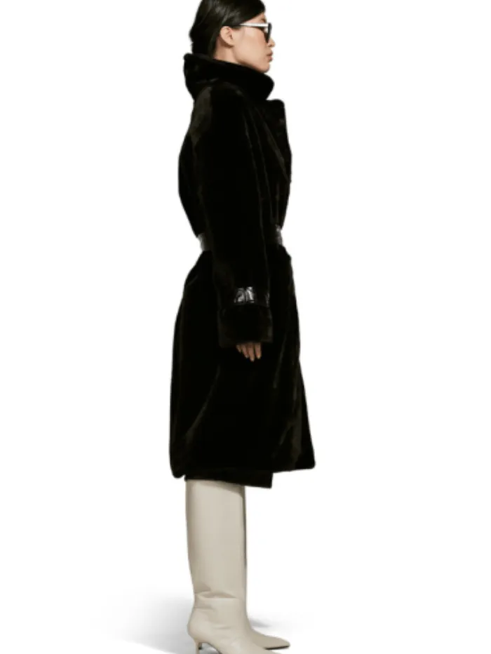 Freed Violet Faux Fur Long Coat In Black