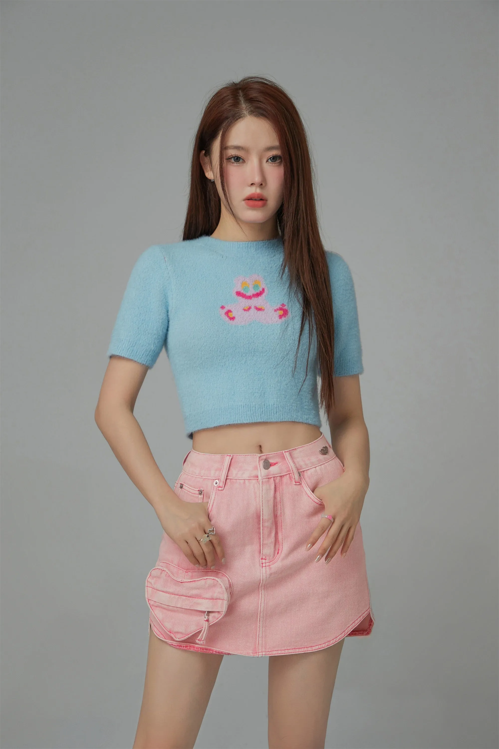 Funny Rabbit Crop Soft Knit Sweater