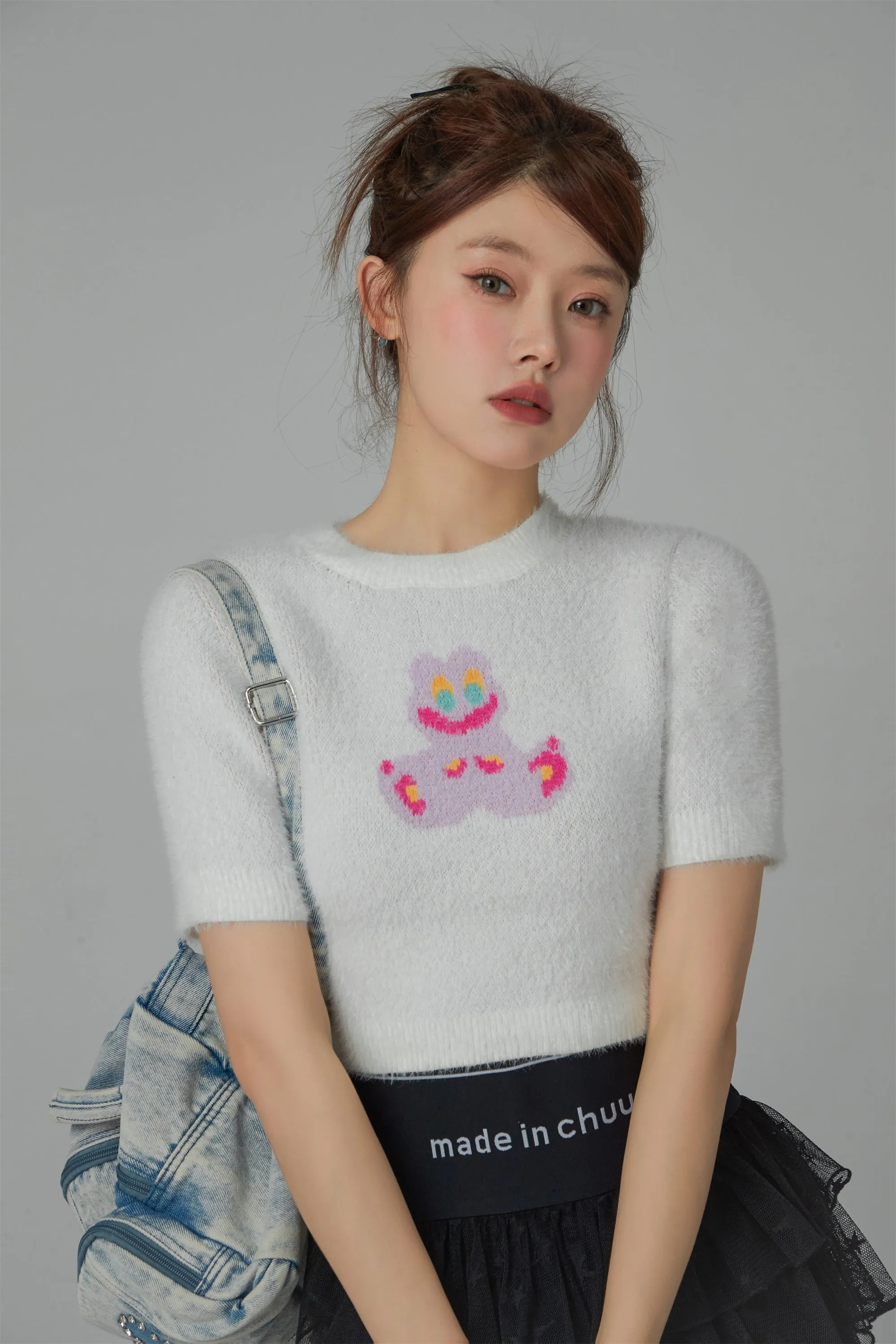 Funny Rabbit Crop Soft Knit Sweater