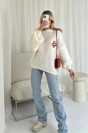 G Monogram cream embroidered knit  jumper