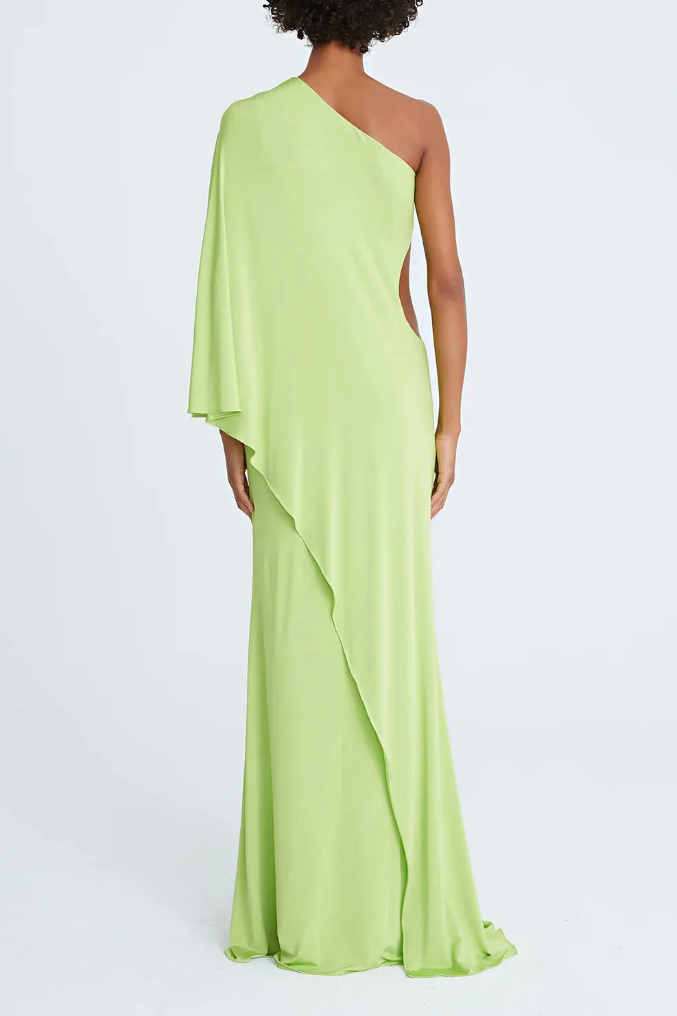 Halston One Shoulder Bodycon Cascade Jersey Dress