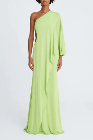 Halston One Shoulder Bodycon Cascade Jersey Dress