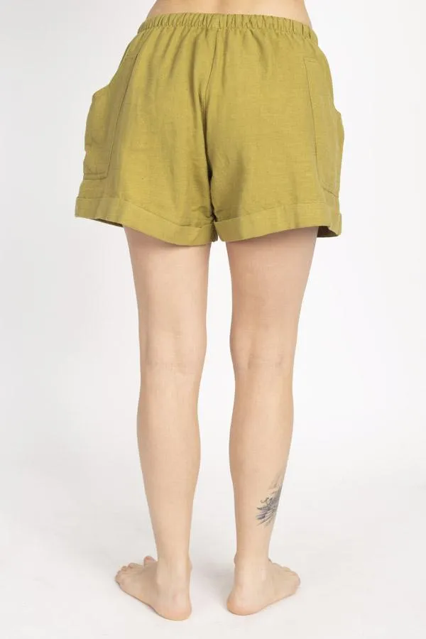 Hemp Blend Natural Cuff Shorts