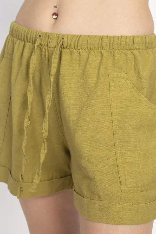 Hemp Blend Natural Cuff Shorts