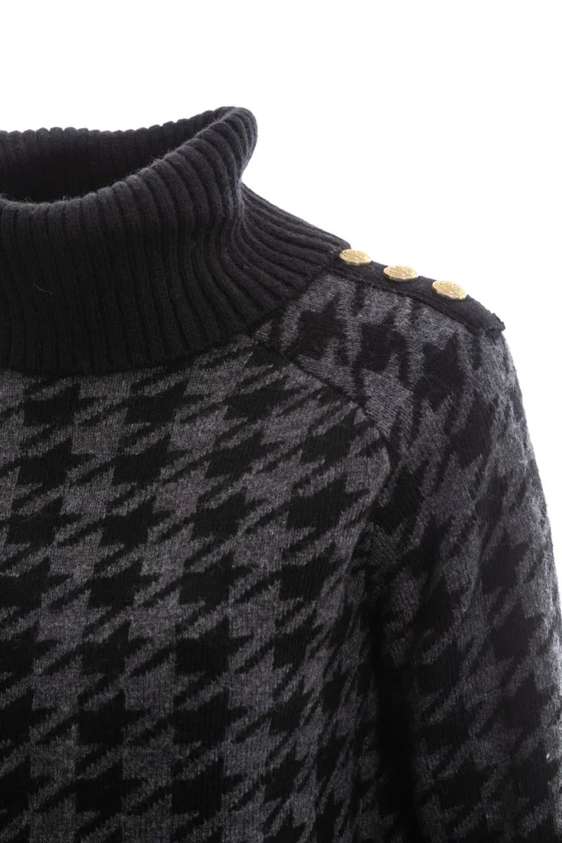 Holland Cooper Heritage Knit Jumper in Grey Houndstooth