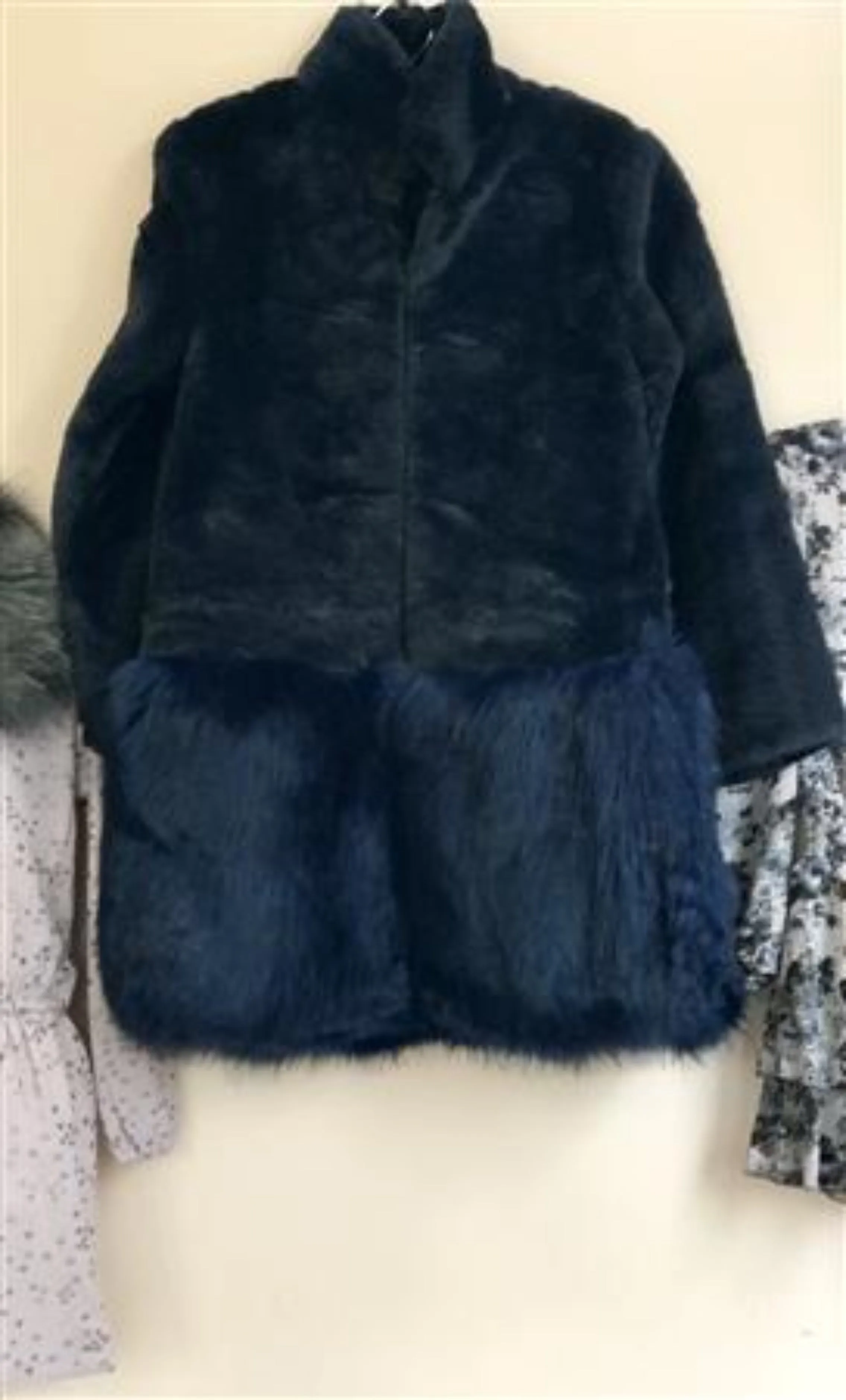 Imoga Collection Navy Florine Faux Fur Long Coat