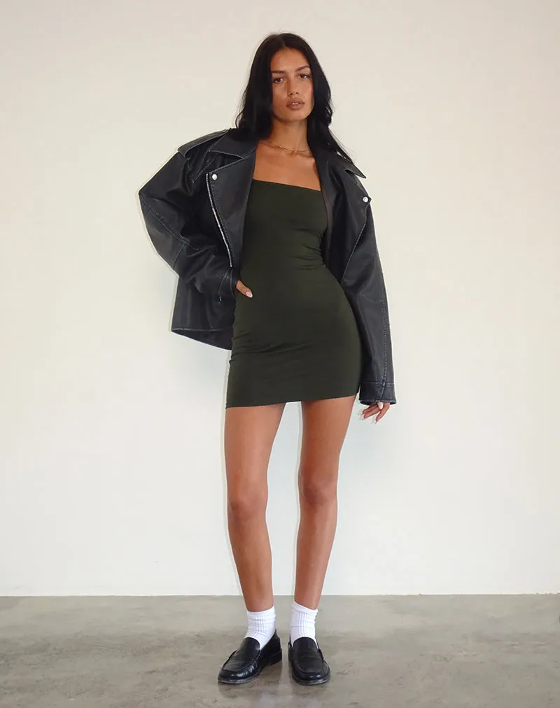 Janjisu Bodycon Mini Dress in Olive