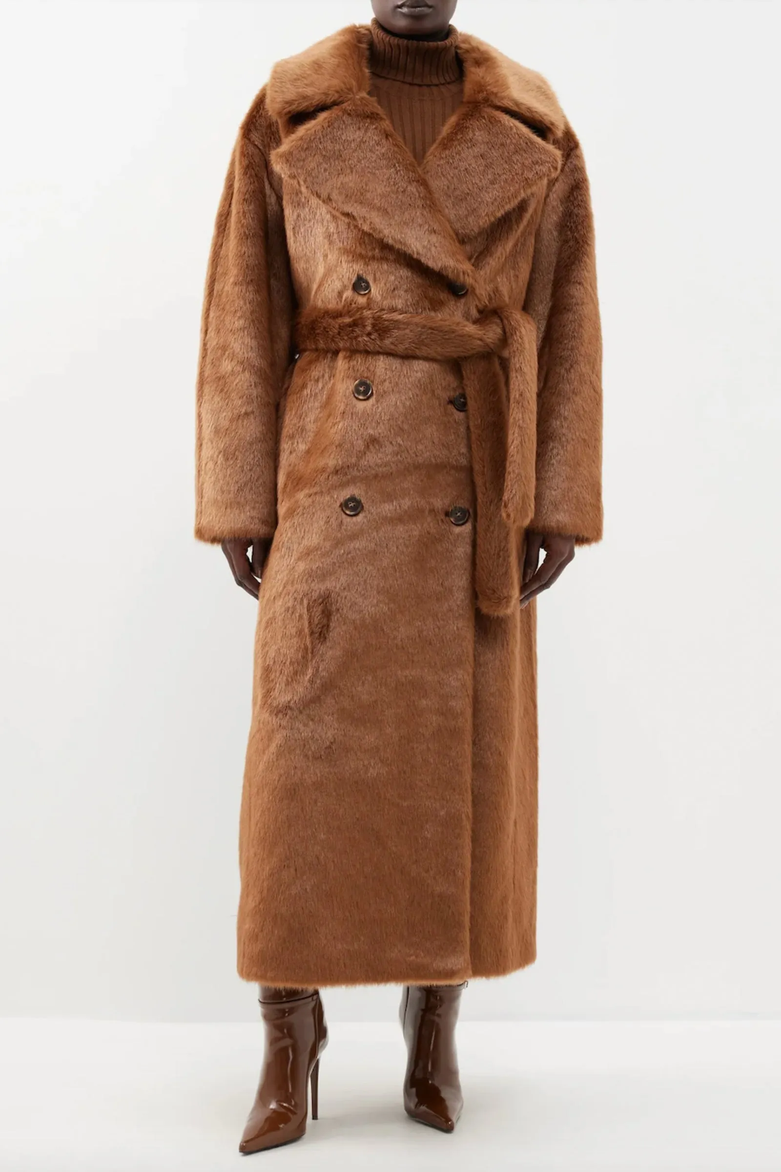 Joni Double-Breasted Faux-Fur Coat