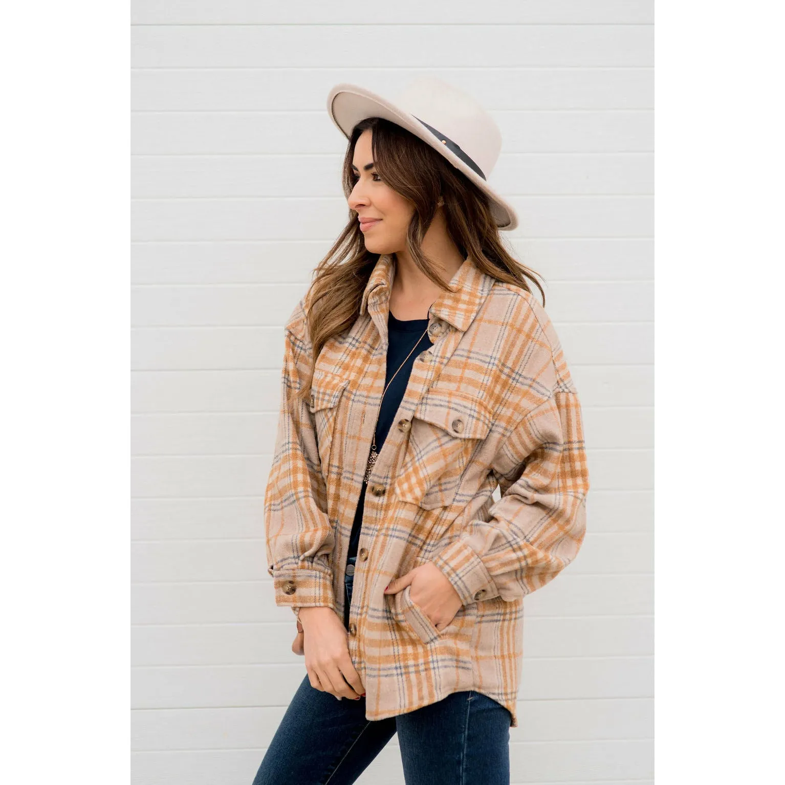 Lazy Days Neutral Toned Plaid Shacket