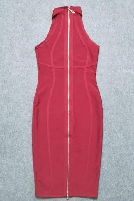 Lea Bandage Midi Dress - Red Wine