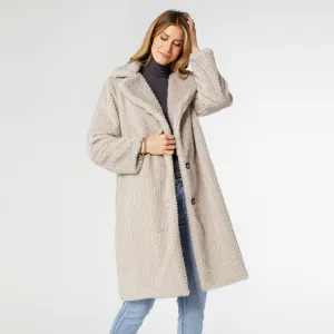 Lenore Textured Faux Fur Coat - Cement