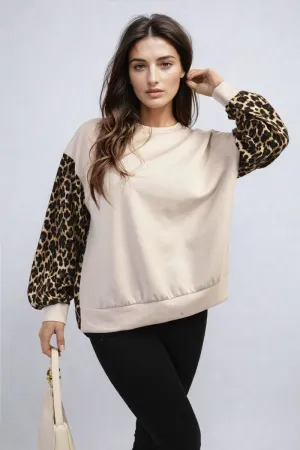 Leopard Print Long Sleeve Knitted Jumper