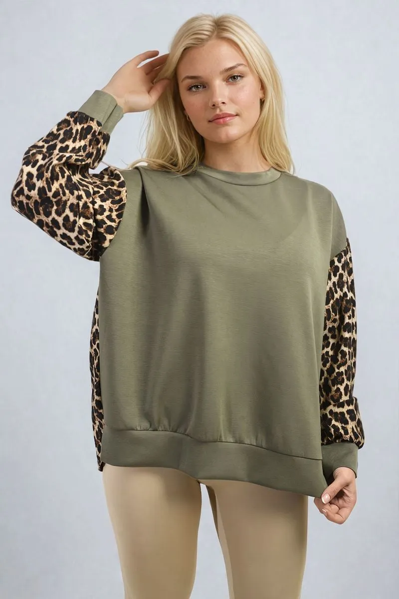 Leopard Print Long Sleeve Knitted Jumper