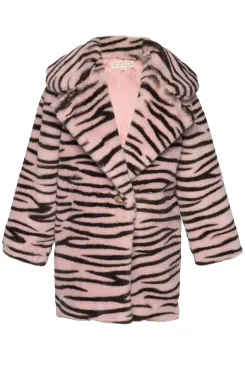 Little l Big Girl’s Cozy Zebra Animal Print Faux Fur Coat