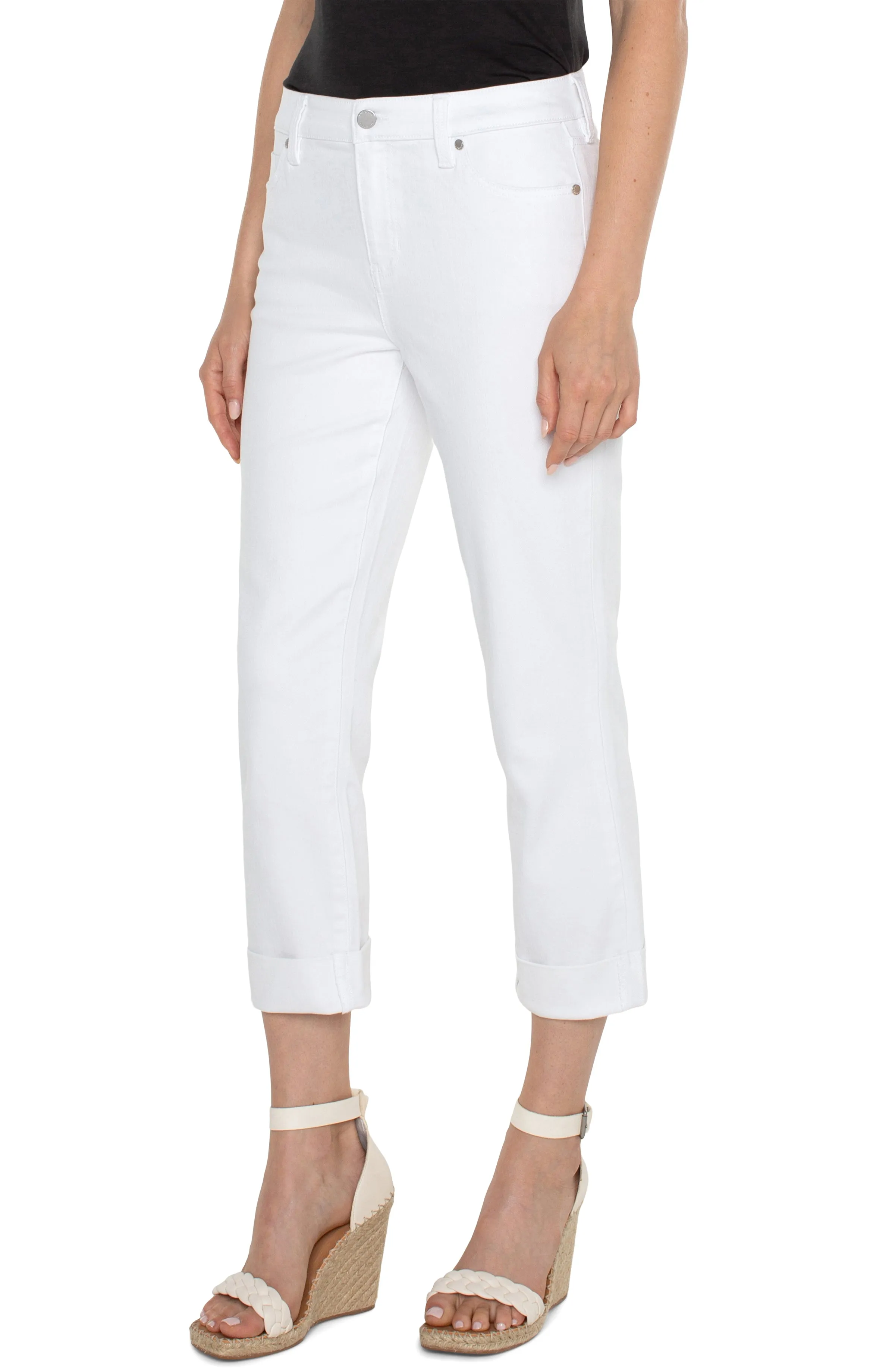 Liverpool Charlie Crop Wide Rolled Cuff (Bright White)