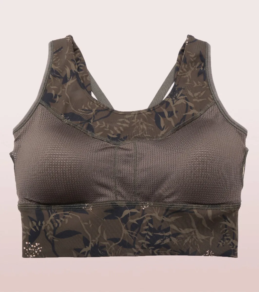 Long Line Sports Bra | Scoop Neck Long Line High Impact Dry Fit Sports Bra