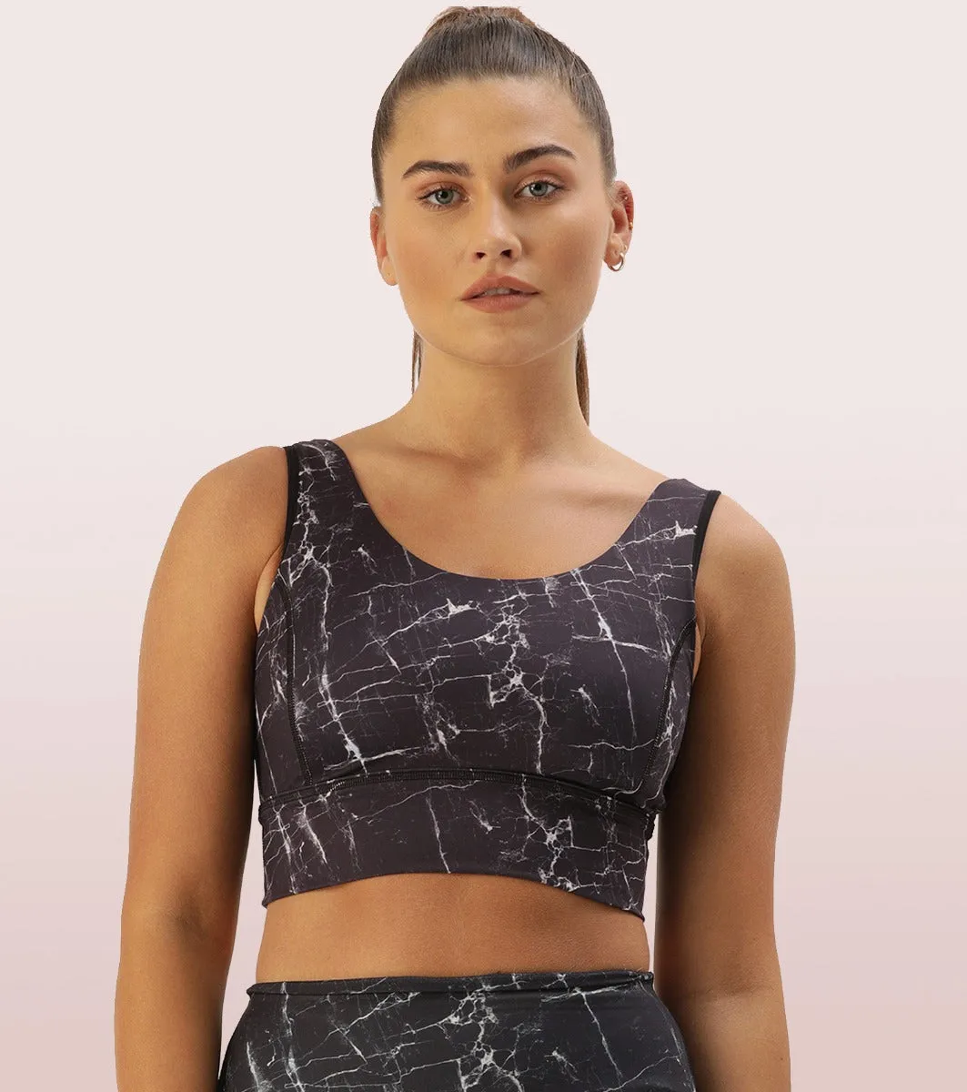 Long Line Sports Bra | Scoop Neck Long Line High Impact Dry Fit Sports Bra