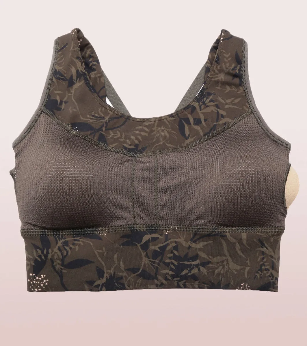 Long Line Sports Bra | Scoop Neck Long Line High Impact Dry Fit Sports Bra