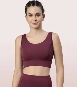 Longline Sports Bra – Solid | Scoop Neck Line High Impact Dry Fit Sports Bra Held-in Fit