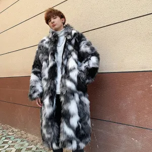 Loose Faux Fur Grey White Coat