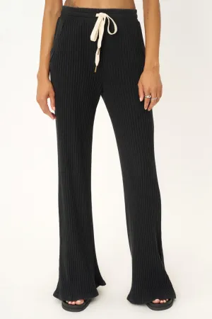 Louise Washed Sweater Rib Pant - MW Black