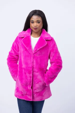 Love Token Theodore Faux Fur Jacket in Hot Pink