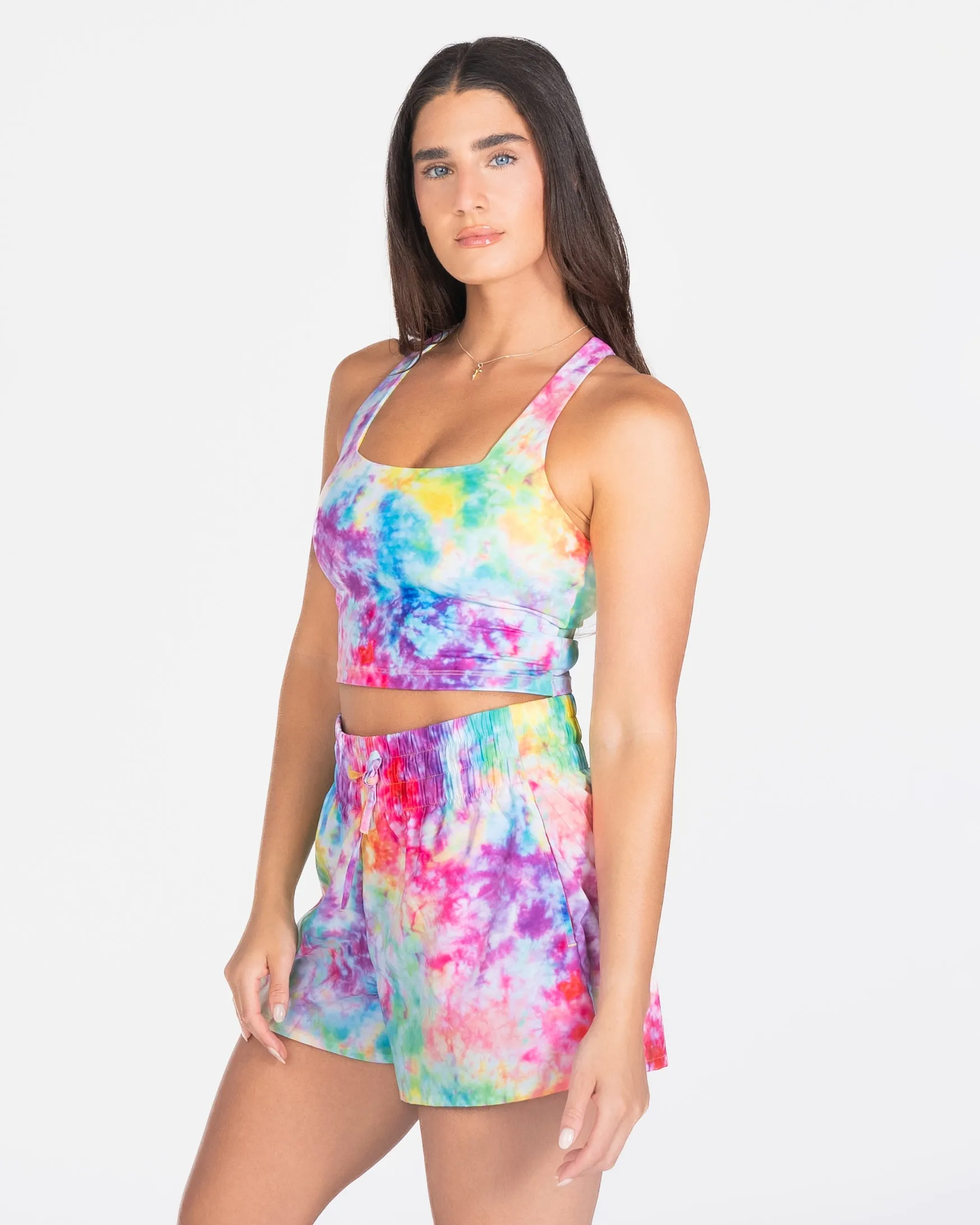 Lux Performance Crop - Rainbow Tie Dye (Back-Order)