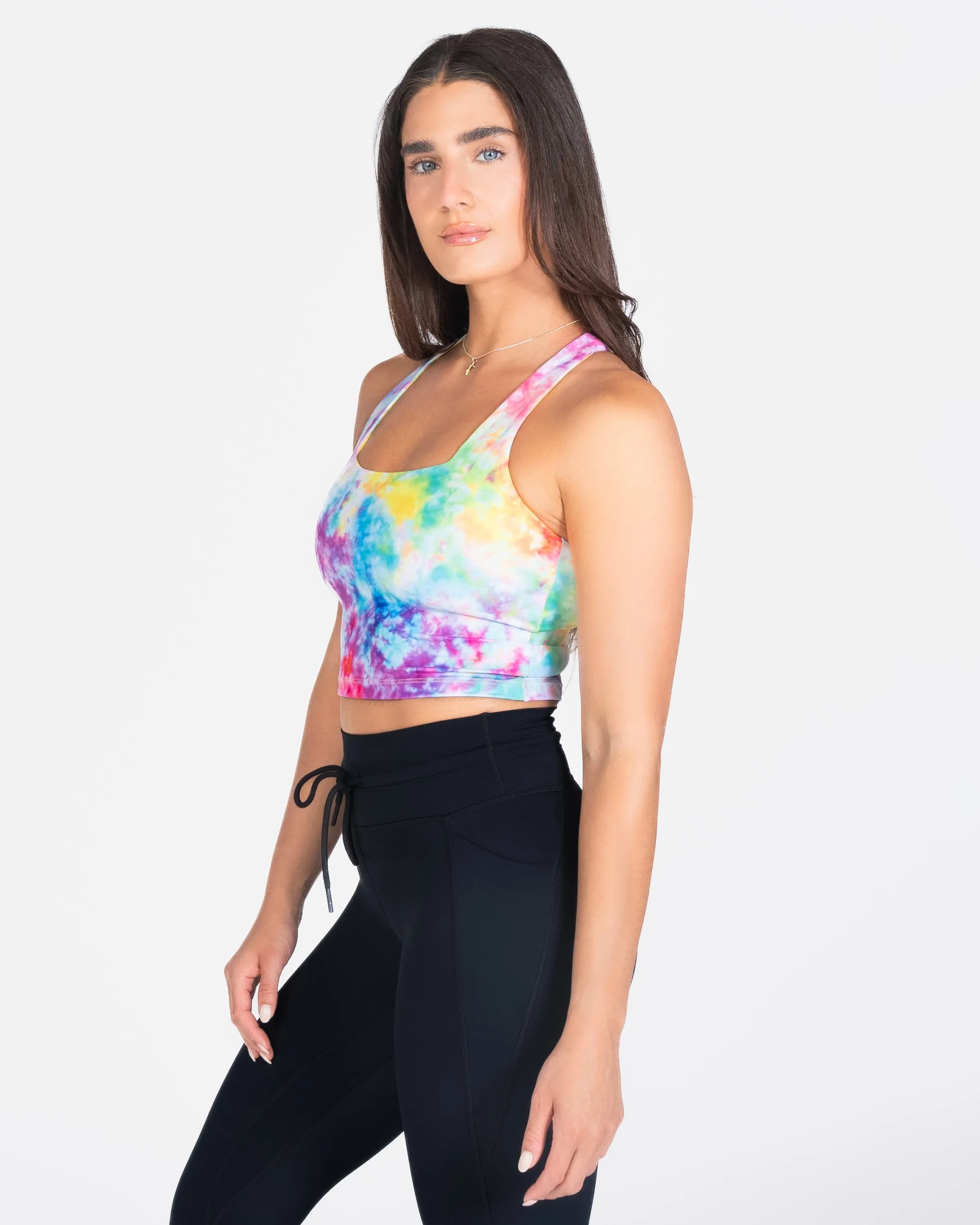 Lux Performance Crop - Rainbow Tie Dye (Back-Order)