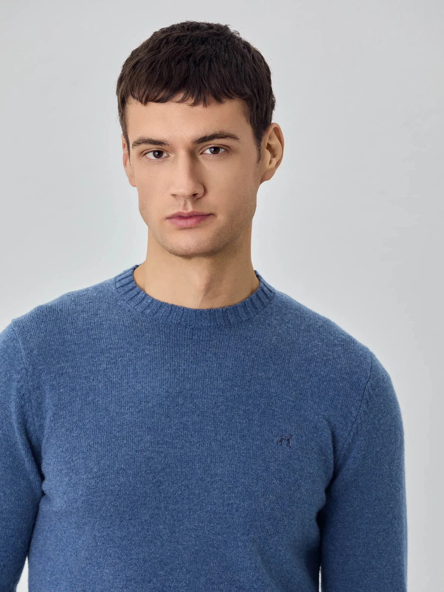 Machine Washable Crew Neck Sweater With Long Sleeves In Lambswool