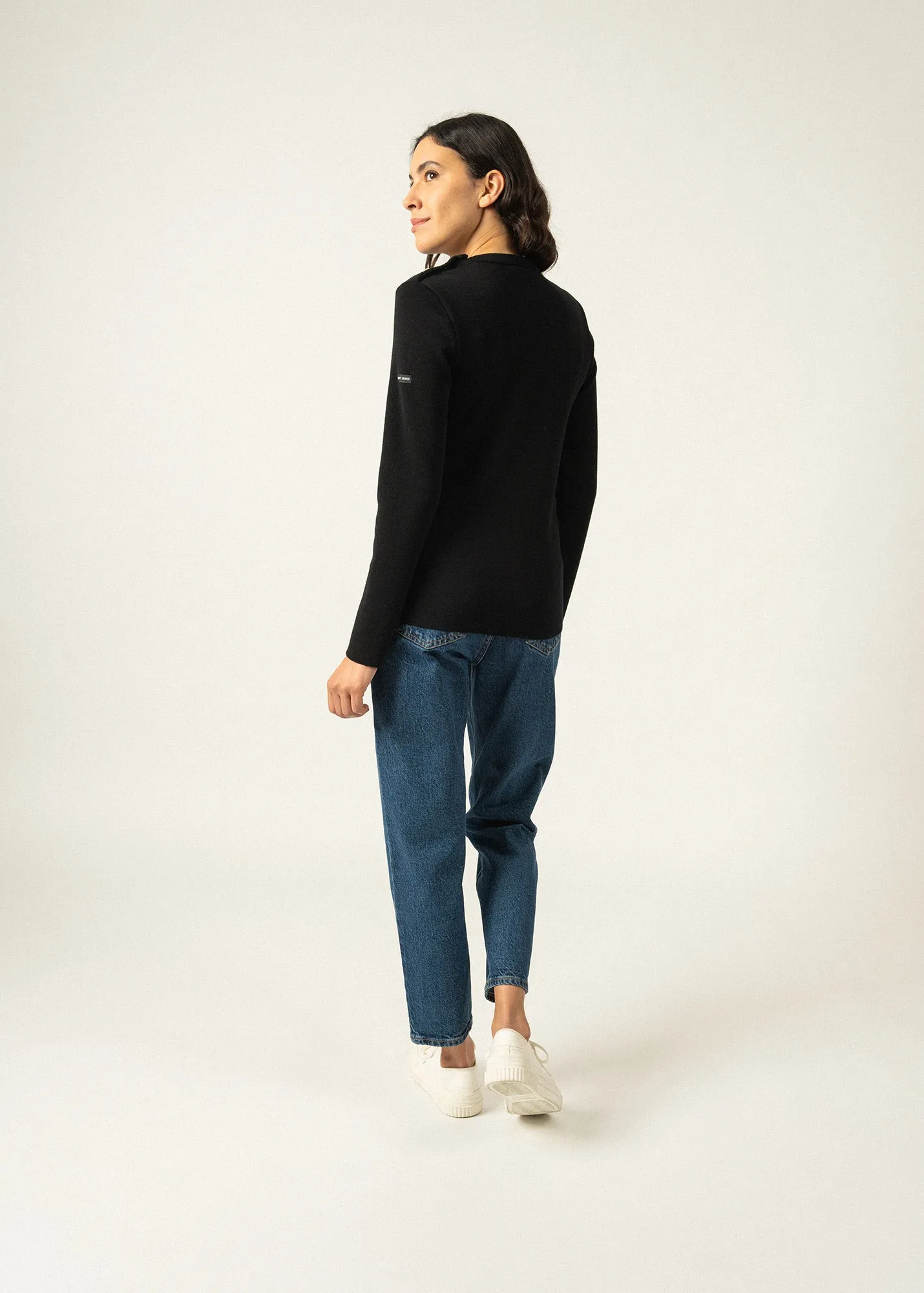 Marée authentic sailor jumper - slim fit, in wool (NOIR)