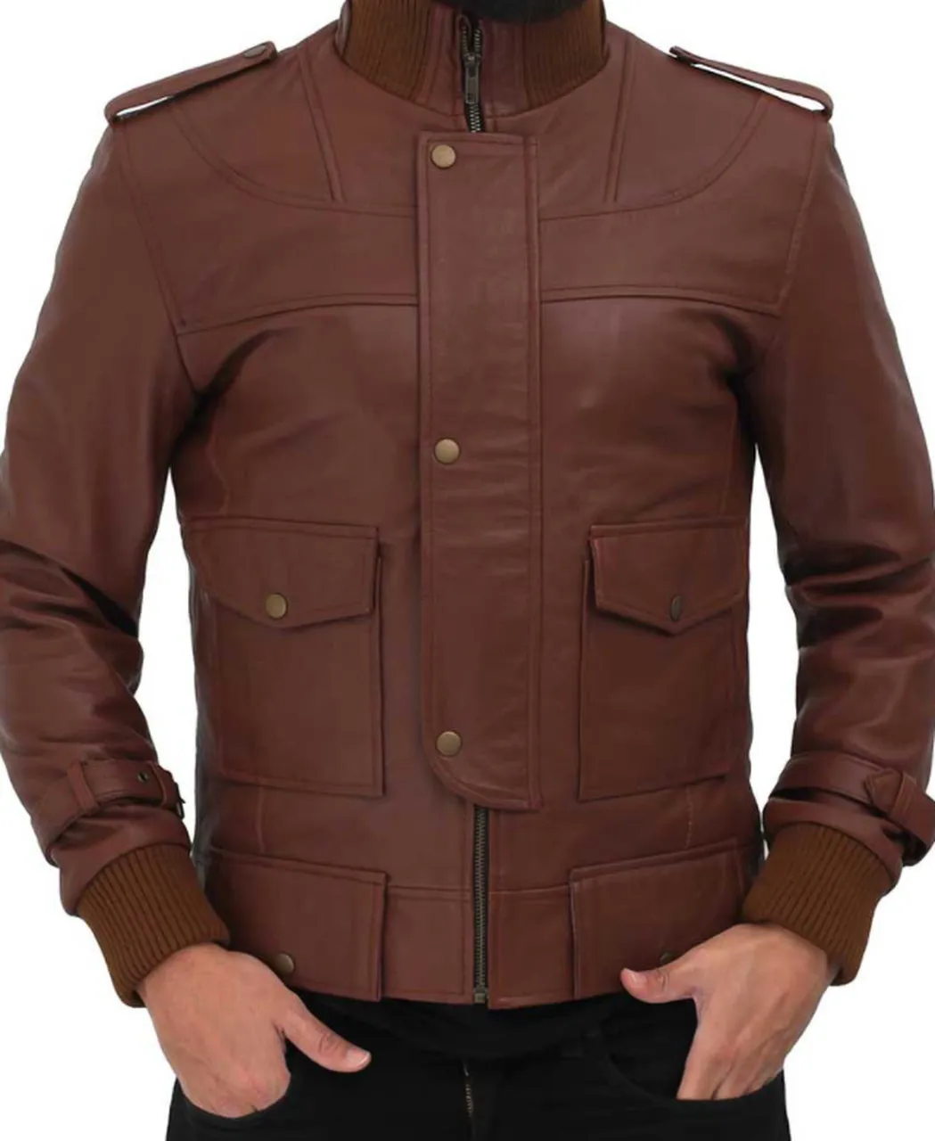 Men Slim Fit Sheep Skin Geniune leather Jacket