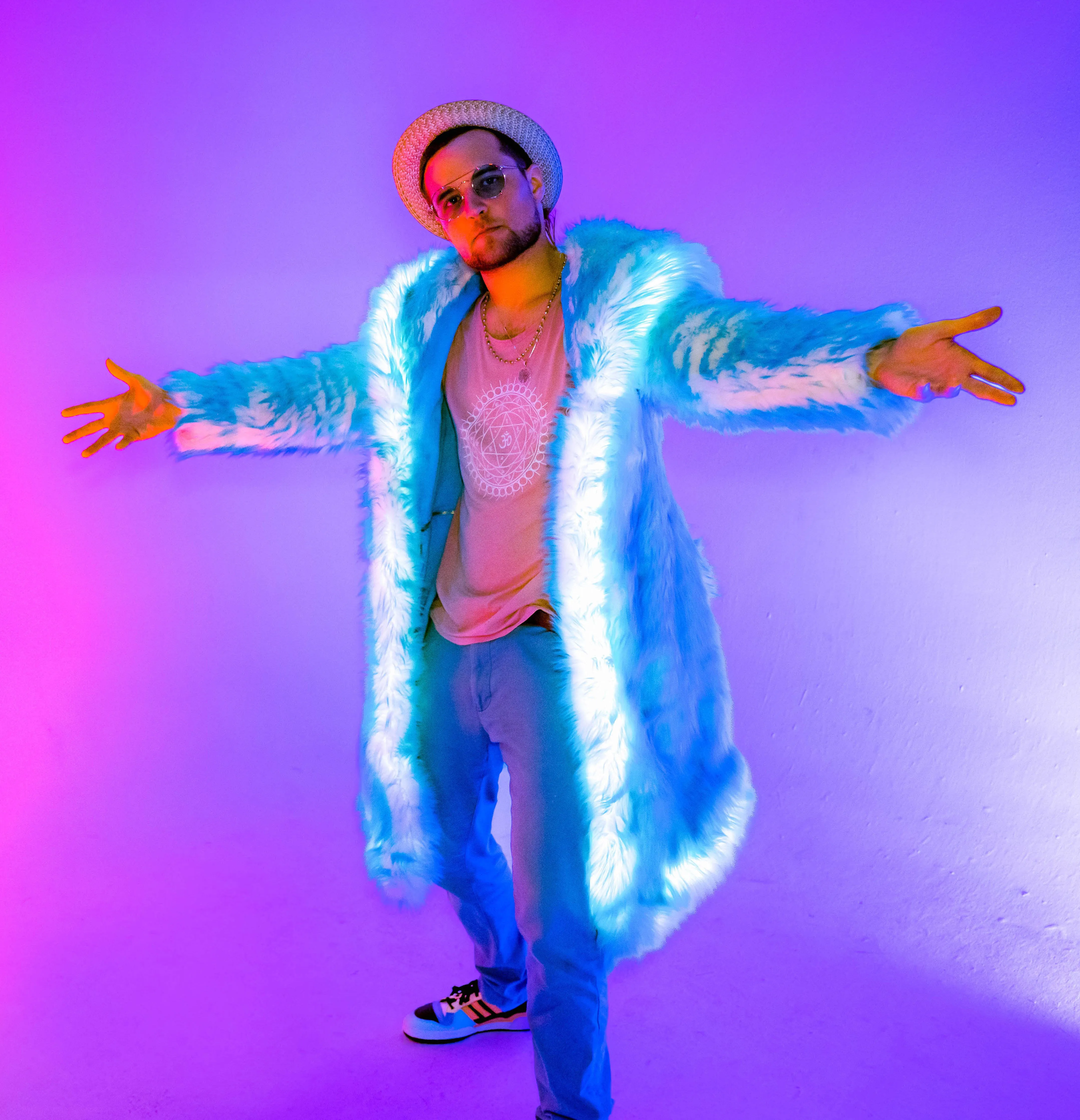 Men's LED Desert Warrior Coat in "Just The Tip-Aqua"