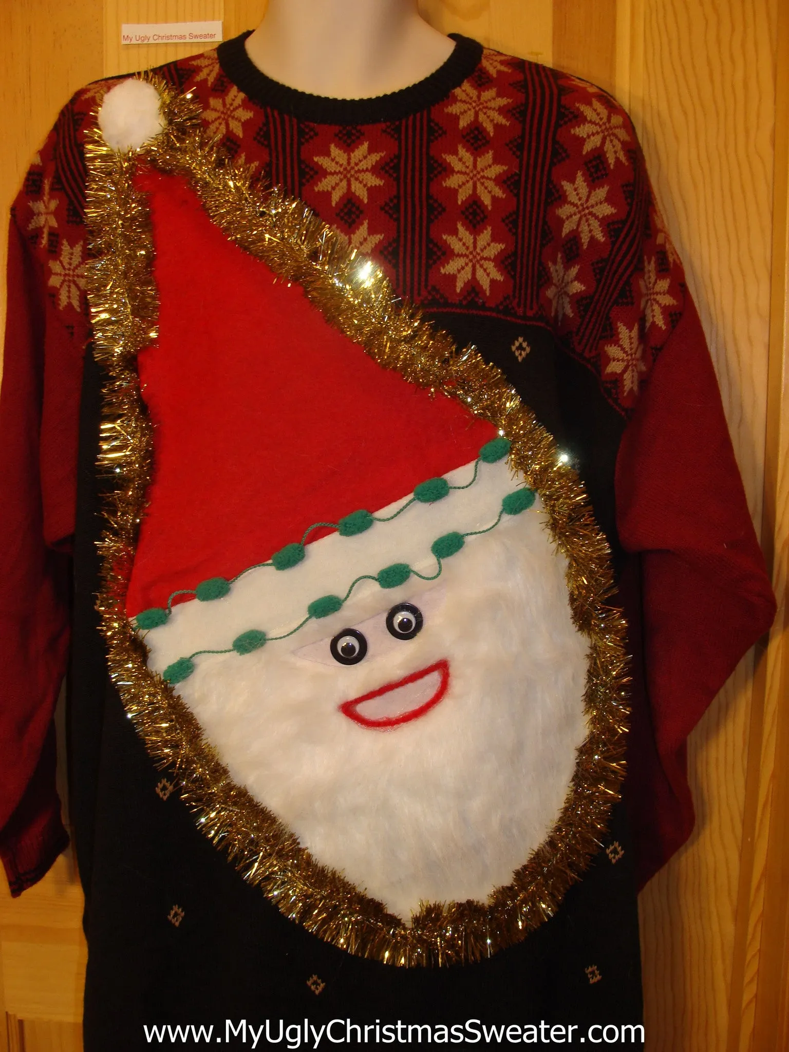 Mens XXXL Snowflake Wacky Santa Ugly Christmas Sweater