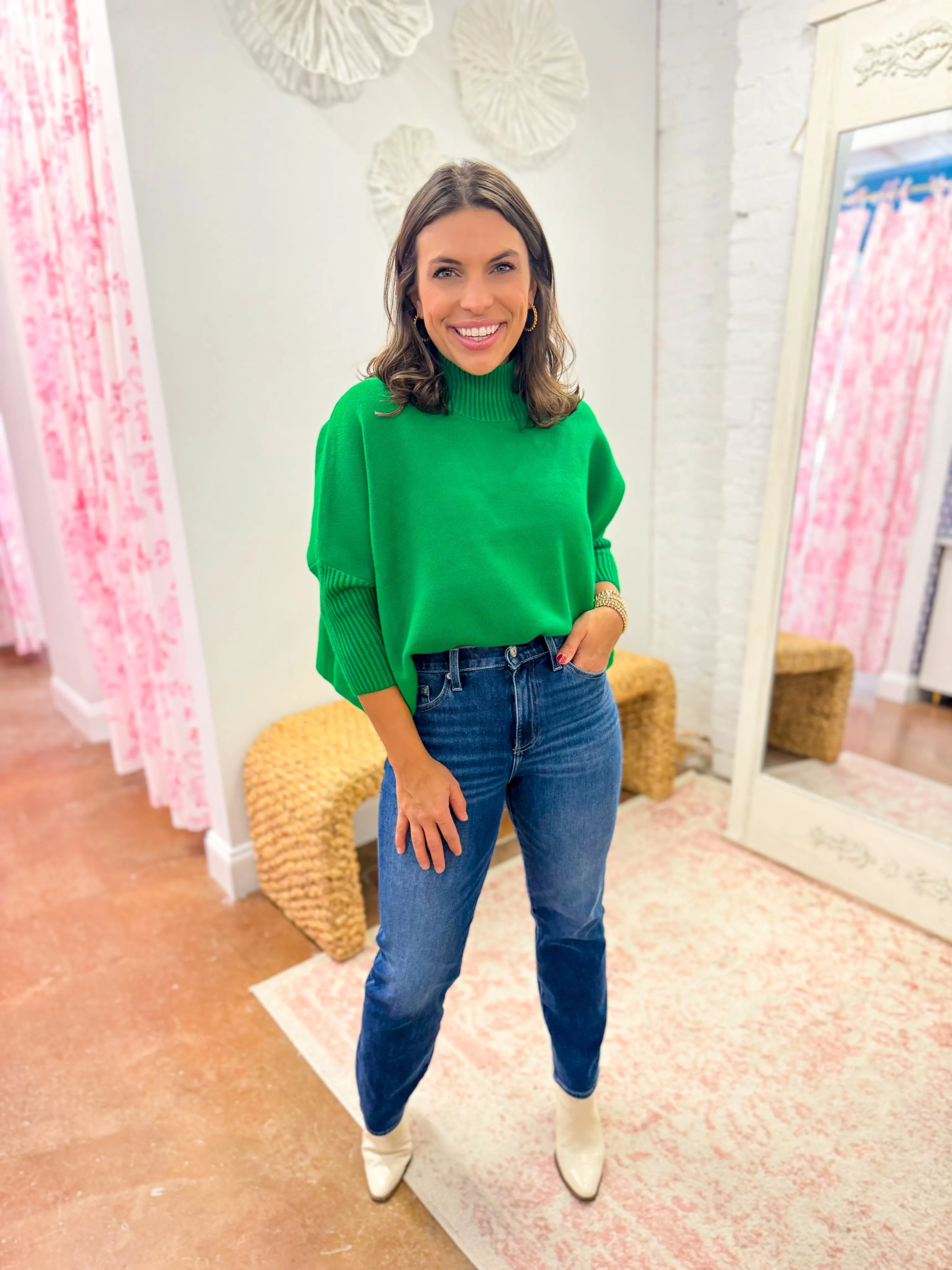 Mighty Green Aja Crop Sweater