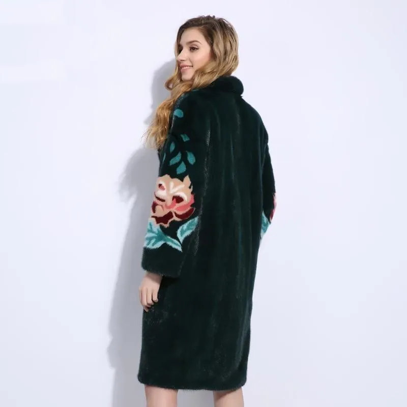 Mink Long Self-Cultivation Fur Coat for Women