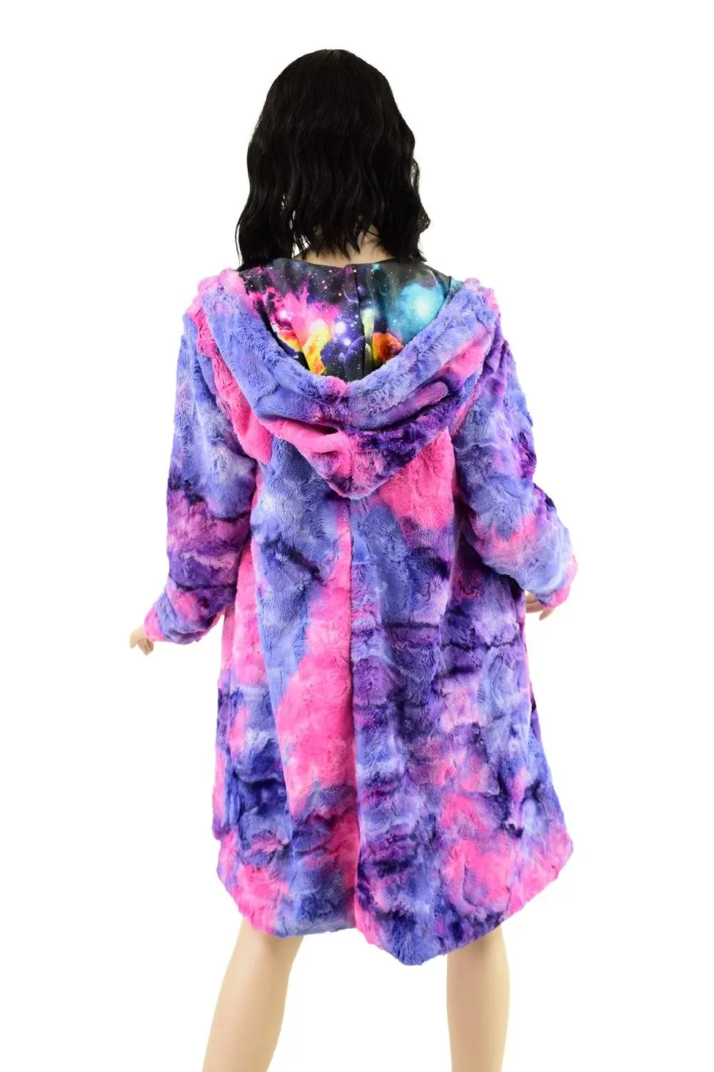 Minky A Line Reversible Coat in Razzle Dazzle and Galaxy