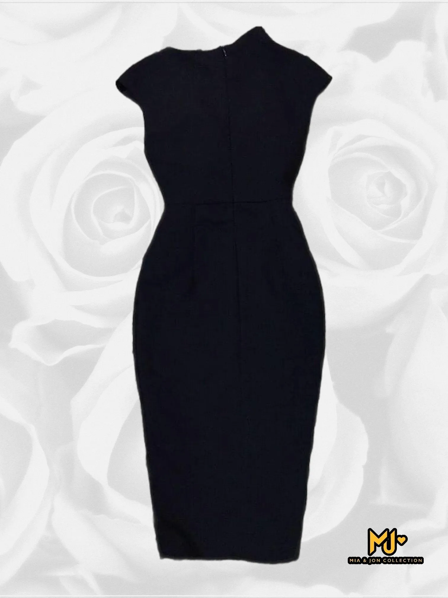 MJV836 Elegant Faux Wrap Body-Con Dress