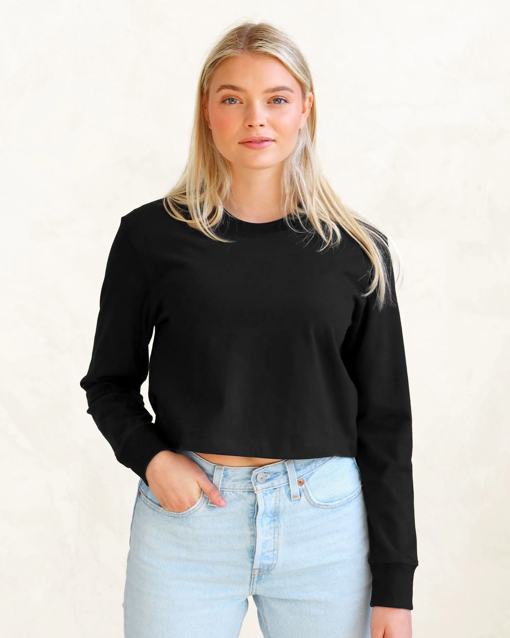 Monday Long Sleeve Crop Top Black