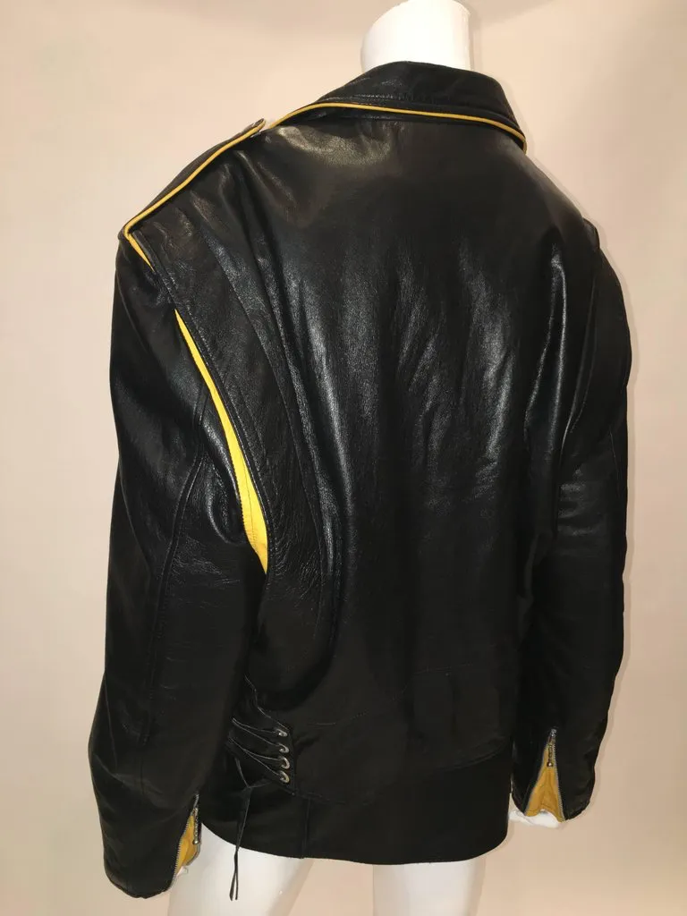 Montana Vintage 1980'S Black Leather Motorcycle Jacket