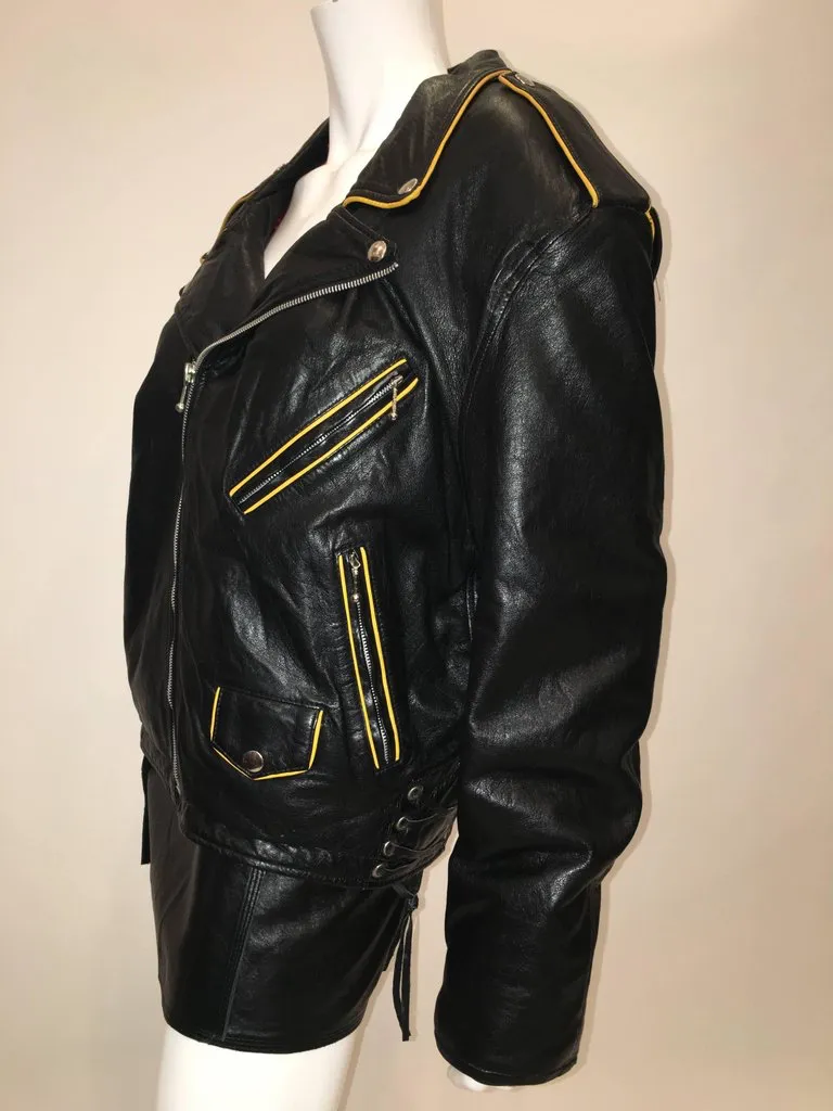 Montana Vintage 1980'S Black Leather Motorcycle Jacket