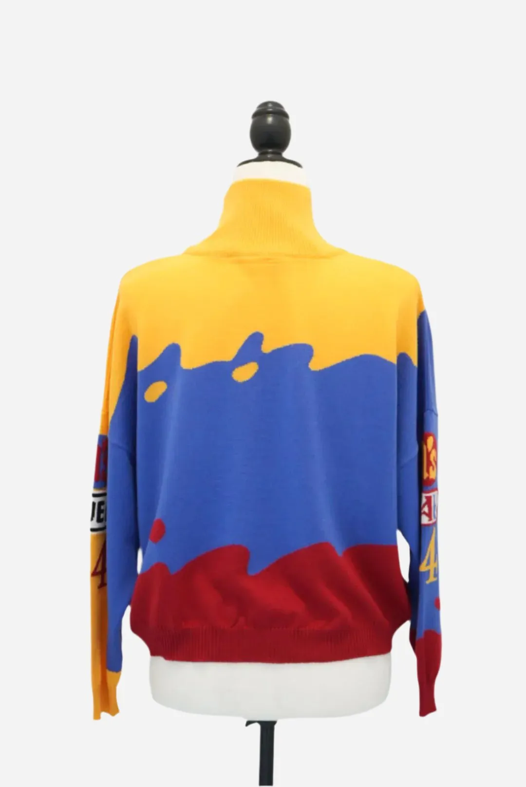 Moschino Multicolor Wool Turtleneck Crop Sweater Size 6