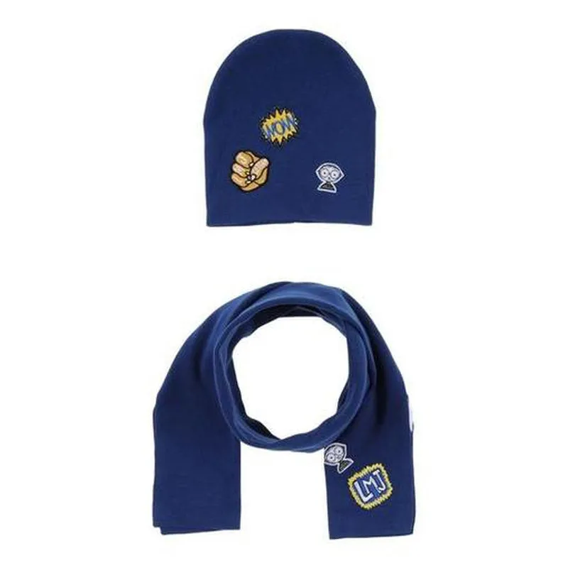 Navy Patch Knit Hat and Scarf Set