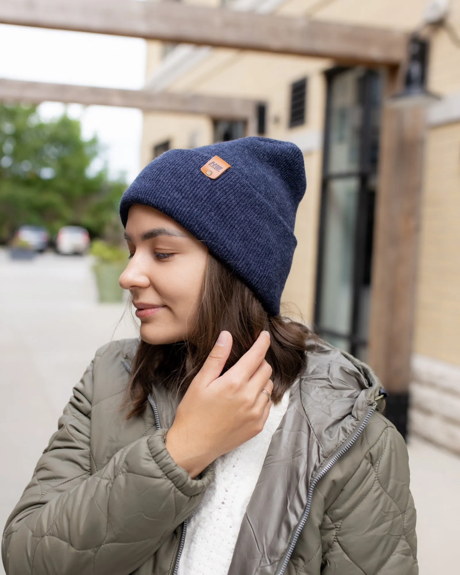 NEW HAAKWEAR Theta-Stitch Cuffed Beanie - Designed and Made in USA (Patent Pending Design) - Denim Blue