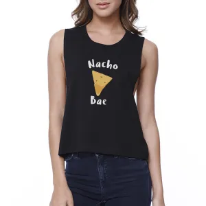 Nocho Bae Women's Black Crop Tee Cute Graphic Shirt For Food Lovers