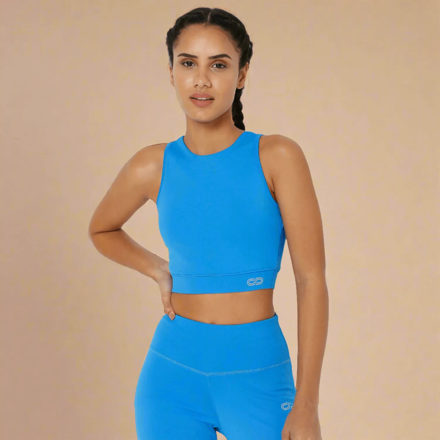 Padded Cross Back Crop Top Electric Blue