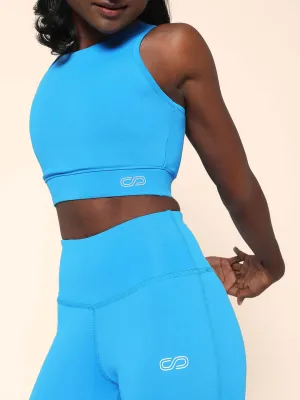 Padded Cross Back Crop Top Electric Blue