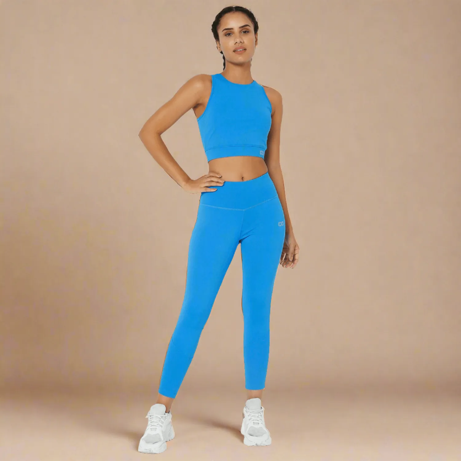 Padded Cross Back Crop Top Electric Blue